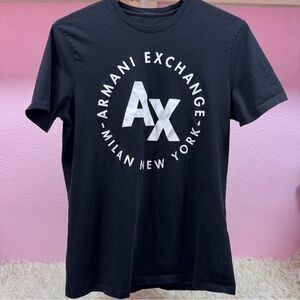 Armani Exchange Black Tee with White Logo